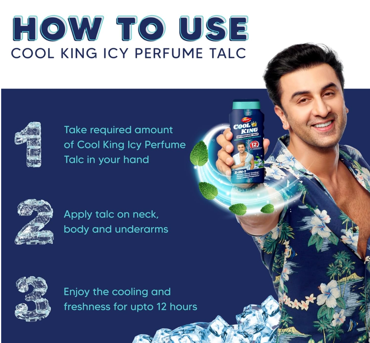 Dabur Cool King Icy Perfume Talk/ Powder 100gm - Image 3